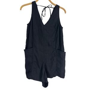 Athleta Black Sleeveless Shorts Linen Romper  XS
